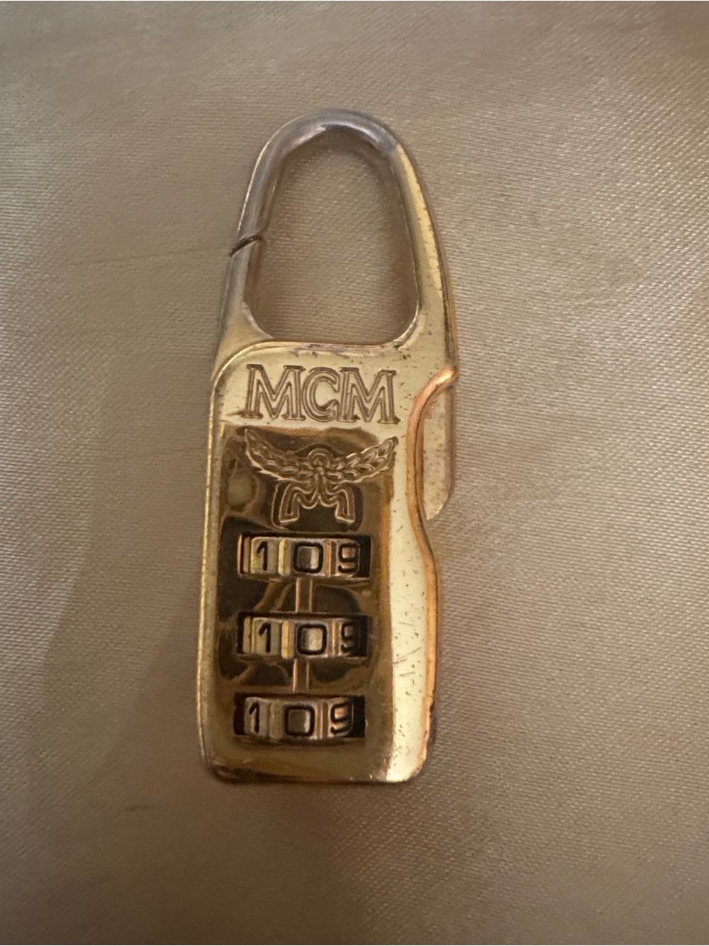 MCM Gold Metal Combination Lock Charm
